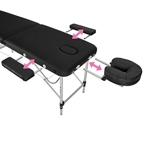 TecTake Camilla de Masaje portatil en Aluminio 2 Zonas Mesa Banco de Masaje + Bolsa (Negro | No. 402786)