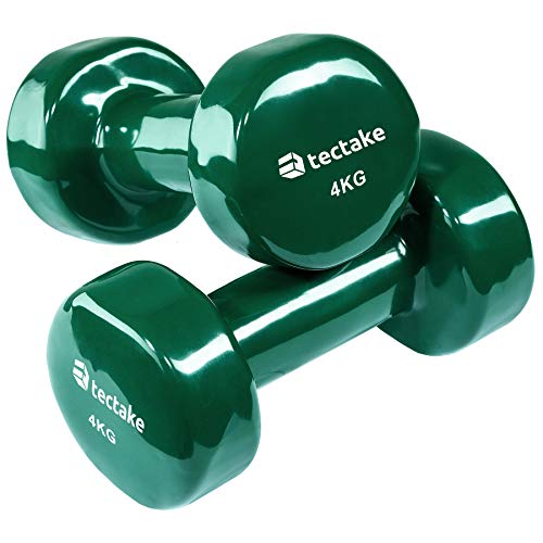 TecTake Conjunto de Mancuernas de Vinilo Pesas Aerobic | Superficie Antideslizante | Varios Modelos (4kg | Verde | no. 402361)