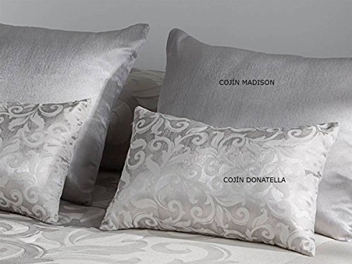 Tejidos JVR - Cojín Donatella 30x50 cm - Color Plata con Relleno
