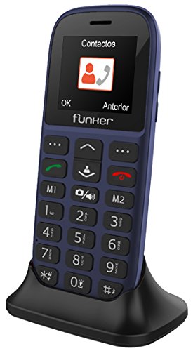 Teléfono Móvil Funker C65 EASY PLUS, Fácil de usar para Personas Mayores con botón SOS y Base cargadora. Cámara de Fotos y Agenda con Fotocontactos (Rojo).