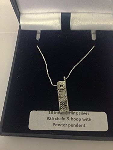 Teléfono móvil PP-G15 emblema inglés de peltre en un collar de plata de ley 925 de 66 cm