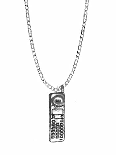 Teléfono móvil PP-G15 emblema inglés de peltre en un collar de plata de ley 925 de 66 cm