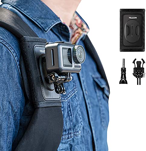TELESIN Soporte de correa de hombro compatible para cámara, almohadilla de hombro ajustable y soporte de correa para GoPro Hero/Osmo Action/Inata 360 (correa de mochila)