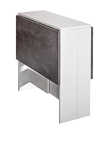 TEMAHOME Mesa Plegable Contemporánea con 2 Solapas Plegables, Tablero de Partículas de Melamina, Color Blanco/Gris, 103 x 76 x 73.4 cm, 2050A2198x00