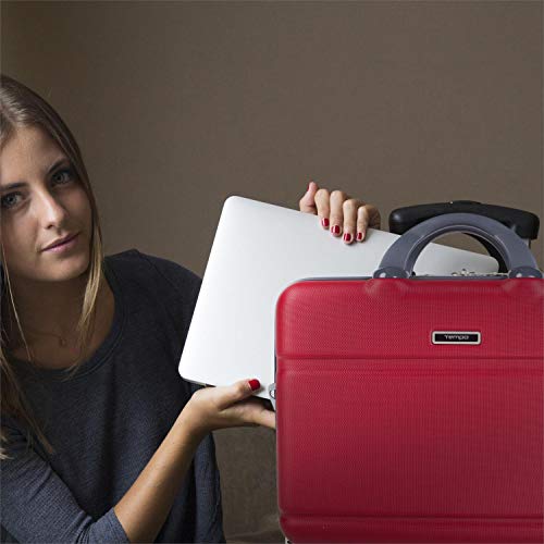 TEMPO - Maletín Cartera Portadocumentos para Portátil de 15 Pulgadas. ABS. Rígido Robusto Interior Acolchado para Portátil. Calidad y diseño. 67001, Color Rojo