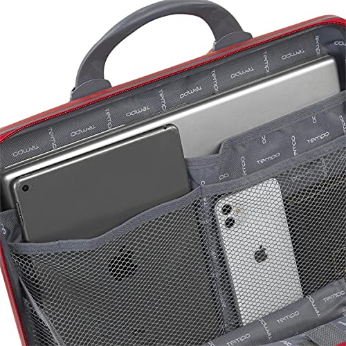 TEMPO - Maletín Cartera Portadocumentos para Portátil de 15 Pulgadas. ABS. Rígido Robusto Interior Acolchado para Portátil. Calidad y diseño. 67001, Color Rojo