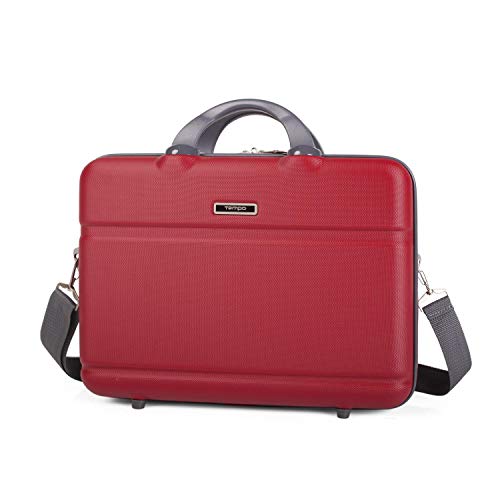 TEMPO - Maletín Cartera Portadocumentos para Portátil de 15 Pulgadas. ABS. Rígido Robusto Interior Acolchado para Portátil. Calidad y diseño. 67001, Color Rojo