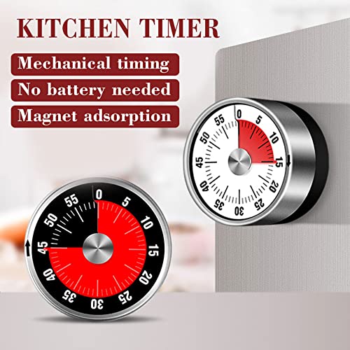 Temporizador analógico visual, temporizador de cocina de 55 minutos, temporizador de cuenta atrás para niños y adultos, indicador de tiempo restante, alarma acústica (negro)