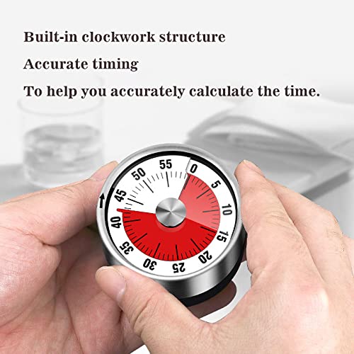 Temporizador analógico visual, temporizador de cocina de 55 minutos, temporizador de cuenta atrás para niños y adultos, indicador de tiempo restante, alarma acústica (negro)