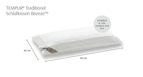 TEMPUR Breeze - Almohada (Transpirable, 40 x 80 cm), Blanco, 40 x 80 cm