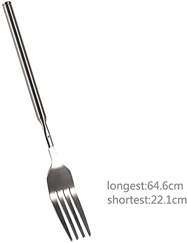 Tenedor de acero inoxidable para cena, 8,7~25,4 pulgadas (ajustable) Tenedor de mango largo telescópico antióxido sin bacterias para cena de barbacoa Postre de frutas