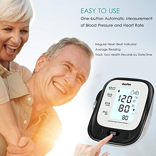 Tensiómetro de Brazo, Monitor de Presión Arterial Automático y Detección de Latidos Irregulares digital, Brazalete 22-36cm, Memoria 2 × 90, Pantalla LCD Retroiluminada …