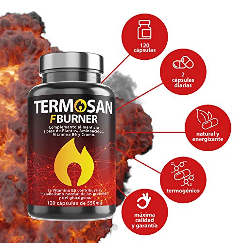 Termogénico y Adelgazante con Potente Acción Quemagrasas 120 cápsulas| L-Carnitina+Té Verde+ Garcinia Cambogia| Reduce el Apetito| Estimula el metabolismo| Aquisana