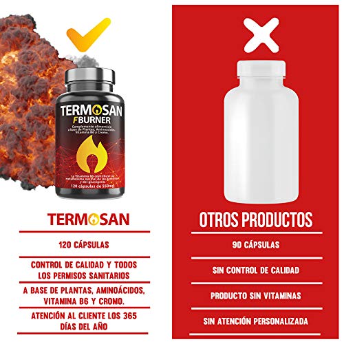 Termogénico y Adelgazante con Potente Acción Quemagrasas 120 cápsulas| L-Carnitina+Té Verde+ Garcinia Cambogia| Reduce el Apetito| Estimula el metabolismo| Aquisana