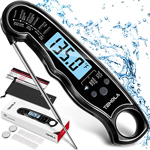 Termometro Cocina, TEMOLA Termometro Cocina Digital Para Alimentos de Lectura Instantánea con Calibración de Retroiluminación LCD, Termometro Carne para BBQ Comida Agua Leche Aceite Líquido