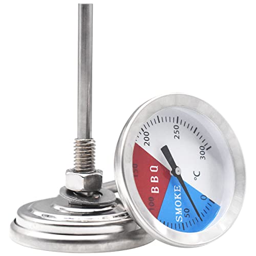 Termómetro para barbacoa Guador BBQ 2 piezas de indicador de temperatura para asar al aire libre Termómetro de humo de acero inoxidable Apto para todas las parrillas, ahumadores y carritos