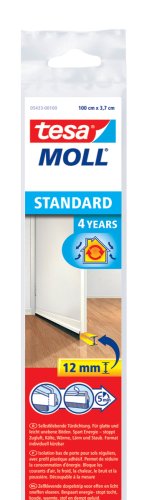 tesa TE05433-00100-00 Barra bajo puerta de PVC cepillo p/suelos lisos 1mx37mm blanco, aplica