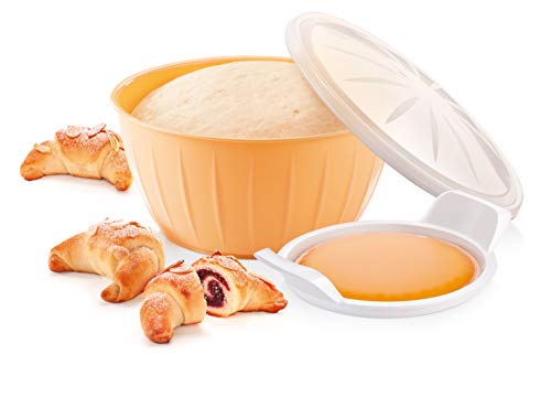 Tescoma Delicia Bol Fermentar Masa con Gel Calentador, Amarillo, 26,6 x 14,2 x 26,5 cm + Delicia 630341-Tamiz Mecánico, Amarillo, 16 x 11.5 x 11.5 cm