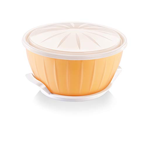 Tescoma Delicia Bol Fermentar Masa con Gel Calentador, Amarillo, 26,6 x 14,2 x 26,5 cm + Delicia 630341-Tamiz Mecánico, Amarillo, 16 x 11.5 x 11.5 cm
