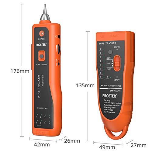 Tester de Cable Red XQ 350 Comprobador de Cables RJ45 RJ11 Herramienta Comprobadora LAN con Sonda Auriculares Tester Cable Lineas Telefonicas Medidor Continuidad de Cable LAN Ethernet BNC