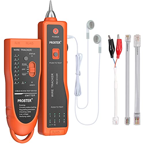 Tester de Cable Red XQ 350 Comprobador de Cables RJ45 RJ11 Herramienta Comprobadora LAN con Sonda Auriculares Tester Cable Lineas Telefonicas Medidor Continuidad de Cable LAN Ethernet BNC