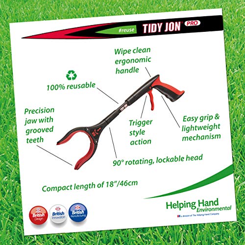 The Helping Hand Company Tidy Jon Pro, Rojo/Plateado, 18-Inch