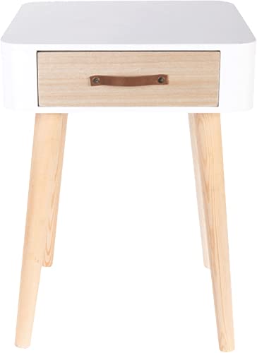 THE HOME DECO FACTORY HD3739 MESITA Noche, Madera, Blanco, 35x35x48 cm
