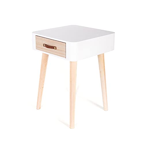 THE HOME DECO FACTORY HD3739 MESITA Noche, Madera, Blanco, 35x35x48 cm