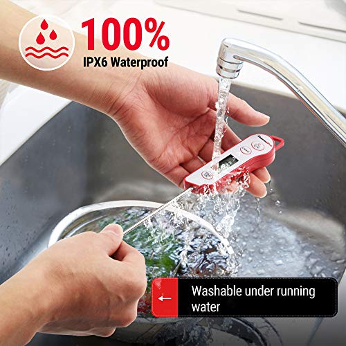 ThermoPro TP15 Termómetro de Cocina Impermeable con Sonda Largo Termómetro alimentos Digital para Liquidos Barbacoa Carne Aceite Agua con Calibración