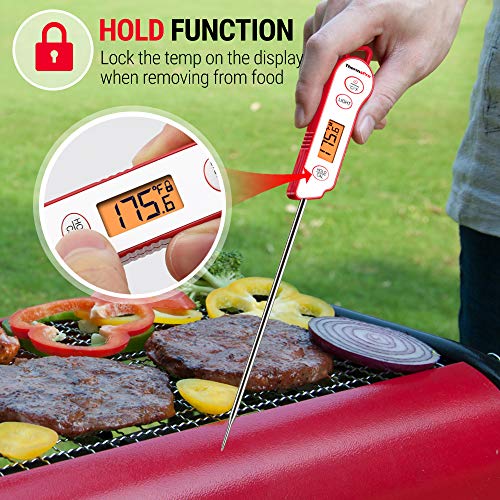 ThermoPro TP15 Termómetro de Cocina Impermeable con Sonda Largo Termómetro alimentos Digital para Liquidos Barbacoa Carne Aceite Agua con Calibración