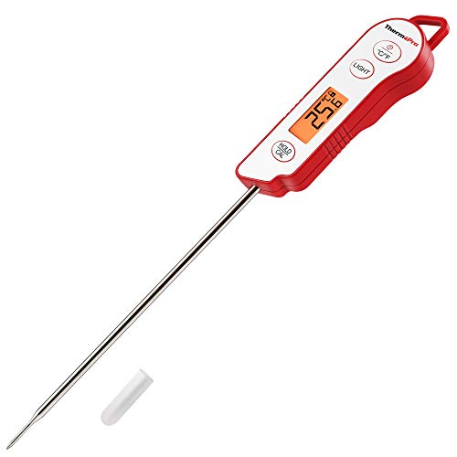 ThermoPro TP15 Termómetro de Cocina Impermeable con Sonda Largo Termómetro alimentos Digital para Liquidos Barbacoa Carne Aceite Agua con Calibración