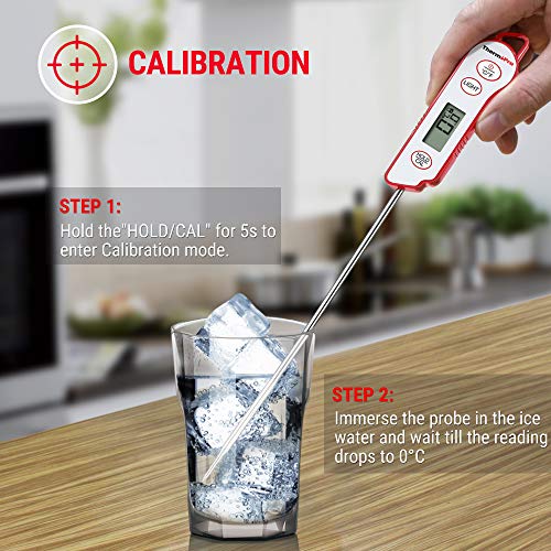 ThermoPro TP15 Termómetro de Cocina Impermeable con Sonda Largo Termómetro alimentos Digital para Liquidos Barbacoa Carne Aceite Agua con Calibración
