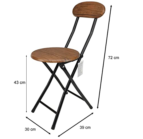 thesecrethome.es 2 X Silla Metal Plegable Base y Respaldo Madera Ligeras | diámetro 30cm x Alto 73cm | Taburete Plegable Ideal para Terraza, Balcón y Jardín