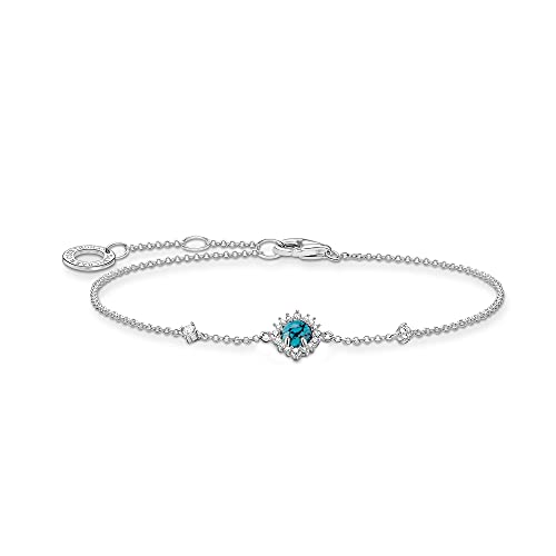 Thomas Sabo Pulsera vintage para mujer con piedra turquesa A2023-405-17-L19v, talla única, Plata, Cubic Zirconia,