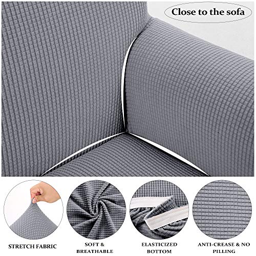 TIANSHU Funda reclinable para sofá de Dos plazas, 8 Piezas para 3 Asientos, Funda reclinable de Jacquard para sofá de 3 Cojines, Funda elástica para sofá(Sillón Relax 3 Plaza, Gris Claro)