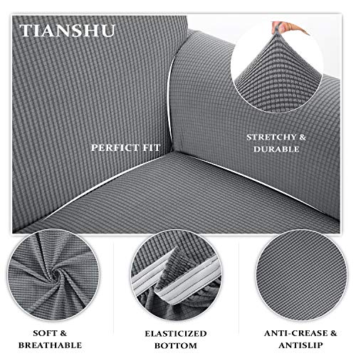 TIANSHU Funda Sofa 3 Plazas,2-Piezas Jacquard poliéster Funda de Sofá 3 Plazas elasticas Suaves Resistentes(3 Plazas,Gris Claro)