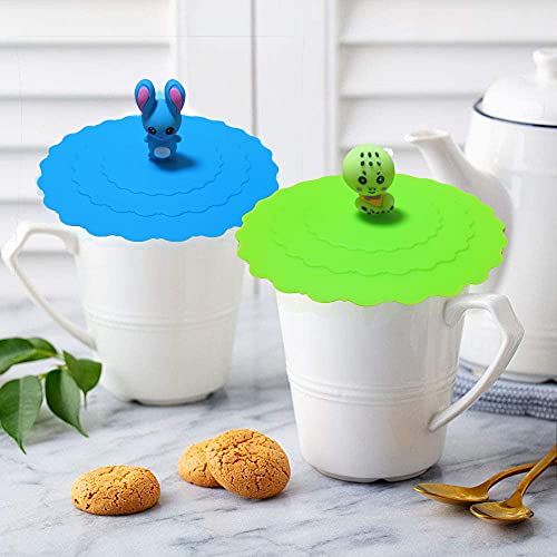 Tianyis 5 Piezas Tapa de copa de Silicona,Silicona De Grado Alimentario Tapas, Tapa para Vaso Reutilizables Antipolvo Tapas de La Taza de La Bebida, Tapas de Silicona para Tazas para Cafe, Vaso