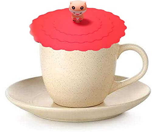 Tianyis 5 Piezas Tapa de copa de Silicona,Silicona De Grado Alimentario Tapas, Tapa para Vaso Reutilizables Antipolvo Tapas de La Taza de La Bebida, Tapas de Silicona para Tazas para Cafe, Vaso