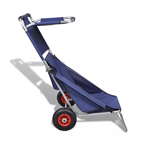 tidyard Carro Portasillas Plegable,Tumbona Plegable,Silla de Playa,Carrito de Playa,Tubo de Aluminio,Capacidad de Carga 80kg,Azul