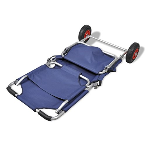 tidyard Carro Portasillas Plegable,Tumbona Plegable,Silla de Playa,Carrito de Playa,Tubo de Aluminio,Capacidad de Carga 80kg,Azul