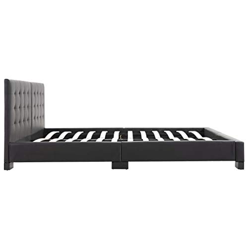 Tidyard Estructura de Cama Doble de Tela Cama de Matrimonio de Cuero Artificial Negro 200x180 cm