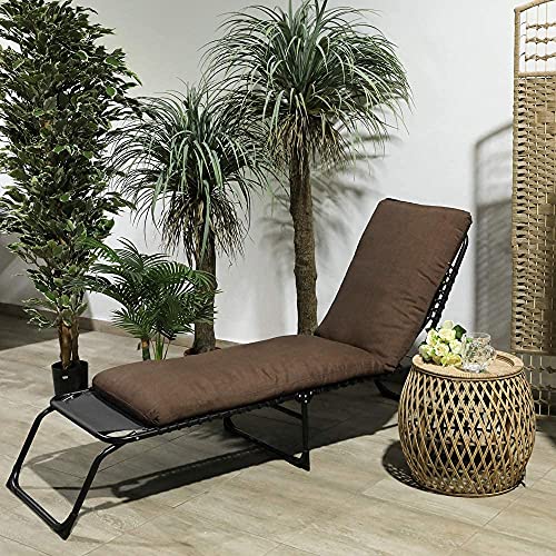 TIENDA EURASIA® Cojín para Tumbona de Jardín - 10 Colores - Cojín Acolchado Relleno de Fibra - Medidas 180 x 50 x10 cm (Chocolate)