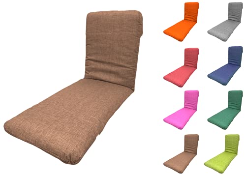 TIENDA EURASIA® Cojín para Tumbona de Jardín - 10 Colores - Cojín Acolchado Relleno de Fibra - Medidas 180 x 50 x10 cm (Chocolate)