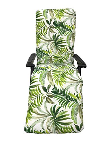 TIENDA EURASIA® Cojín para Tumbona de Jardín - Estampados Tropicales - Cojín Acolchado Relleno de Fibra - Medidas 120-180 x 50 x 10 cm - Ideal para tumbonas, sillas y hamacas. (Tropical 8, 180 cm)