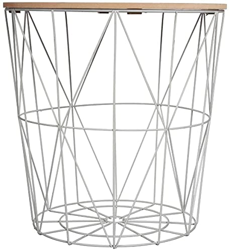 TIENDA EURASIA® Mesa Auxiliar Nordica - Mesas Auxiliares de Centro - Estructura Metalica y Tapa de Madera Extraible - Ideal para Combinar en Salones y Dormitorios (Gris, D 41 x H 40 cm)