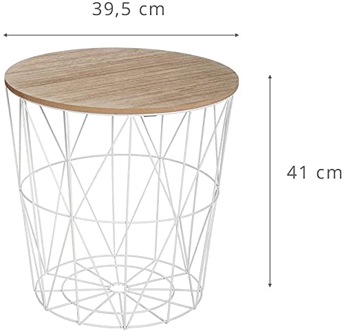 TIENDA EURASIA® Mesa Auxiliar Nordica - Mesas Auxiliares de Centro - Estructura Metalica y Tapa de Madera Extraible - Ideal para Combinar en Salones y Dormitorios (Gris, D 41 x H 40 cm)