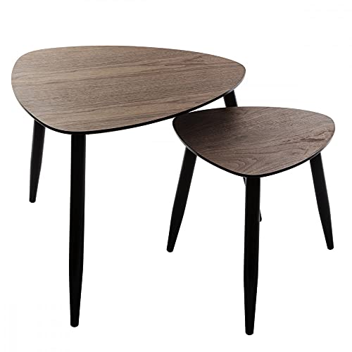 TIENDA EURASIA® Mesas Auxiliares de Centro - Pack 2 Mesitas Auxiliares de Diseño Nordico en Madera - Tablero de Madera MDF y Patas de Madera de Roble (Madera)