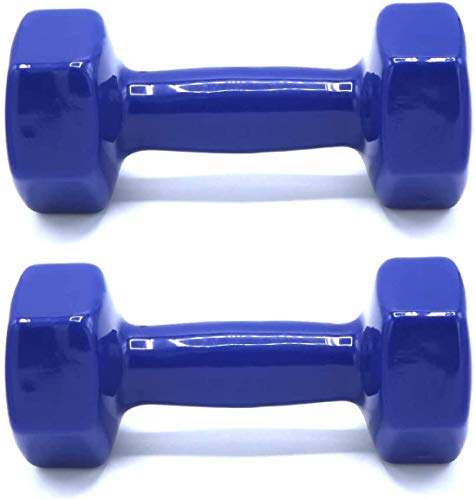 TIENDA EURASIA® Pack 2 Mancuernas - Juego de Mancuernas con Recubrimiento de Vinilo - 1Kg / 6Kg - Ideal para Hacer Ejercicio en Casa (Azul, 4Kg)