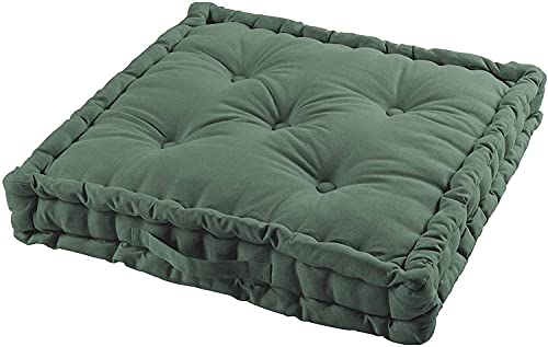 TIENDAEURASIA® Cojines de Suelo - 100% Algodón Lisa - Ideal para sillas, Bancos, palets, Suelos - Uso Interior y Exterior (Verde Caqui)