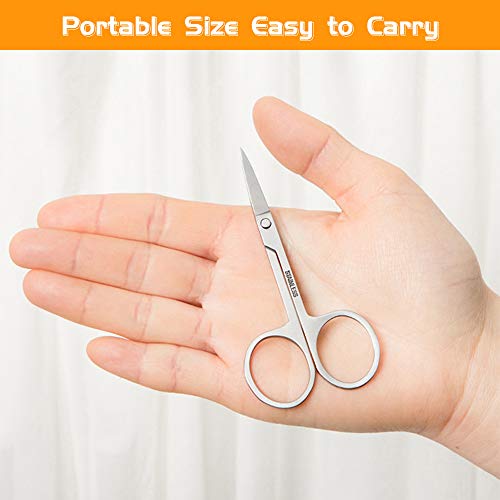 Tijeras Cejas, 3 piezas Pequeñas Manicura Tijeras para Barba, Tijeras Uñas Curvas para Hombres y Mujeres para Recortar Cejas / Uñas / Vello Facial / Bigote / Nariz Vello